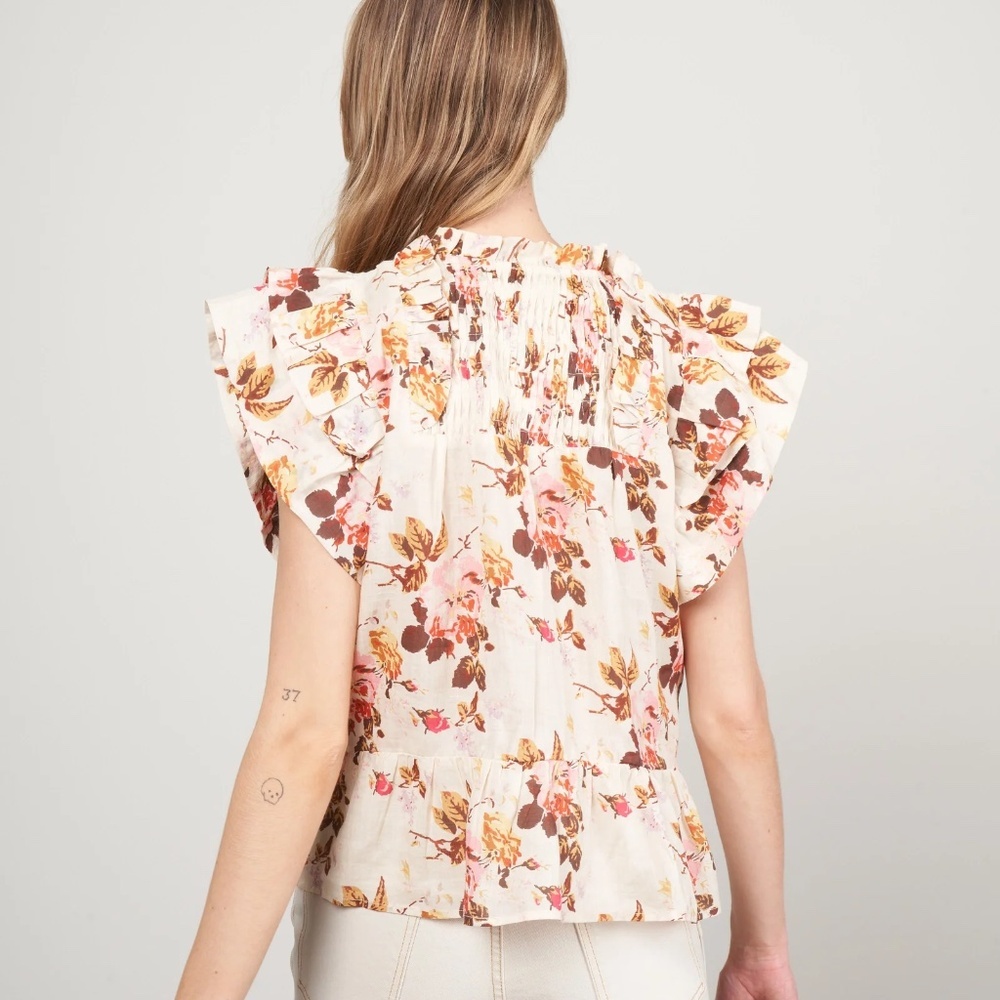 Sea New York Esme flutter sleeve 100% Ramie top Size Small - Picture 8 of 9